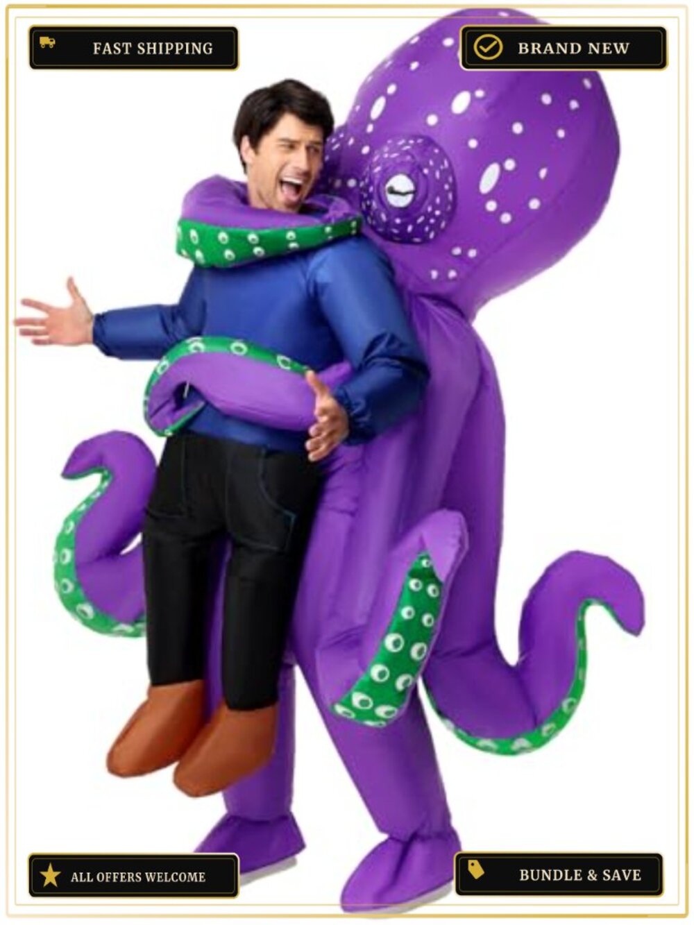 Adult Inflatable Octopus Costume Blow Up Sea Creature Halloween Cosplay